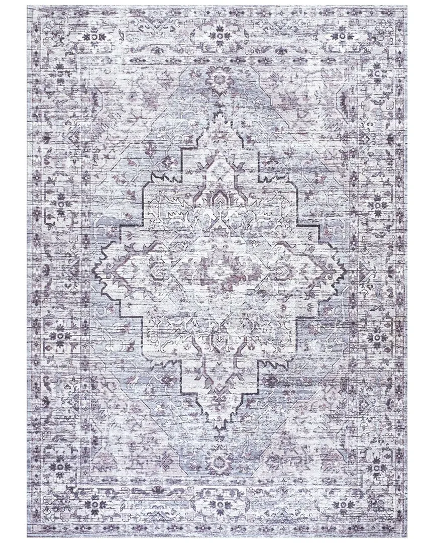 Didim Medallion Machine Washable Rug - Grey