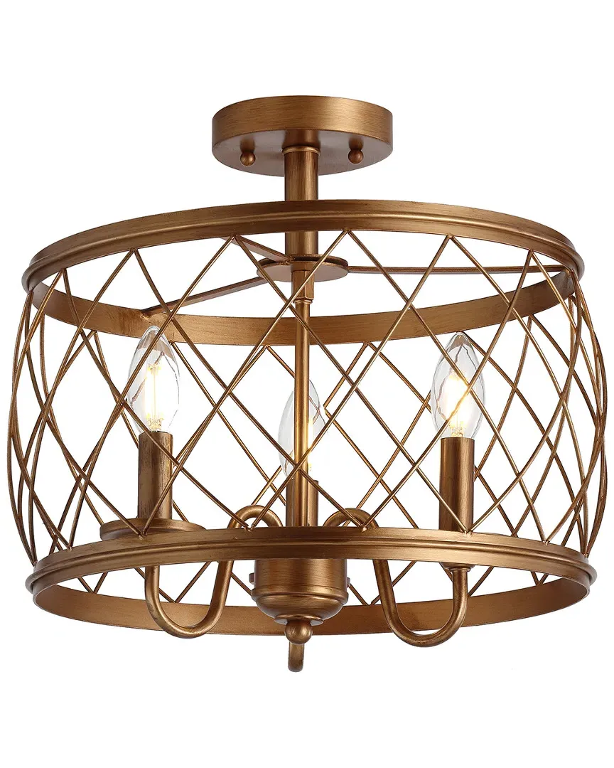 Eleanor 15in 3-Light LED Semi Flush Mount Ceiling Light - Antiqued Gold image