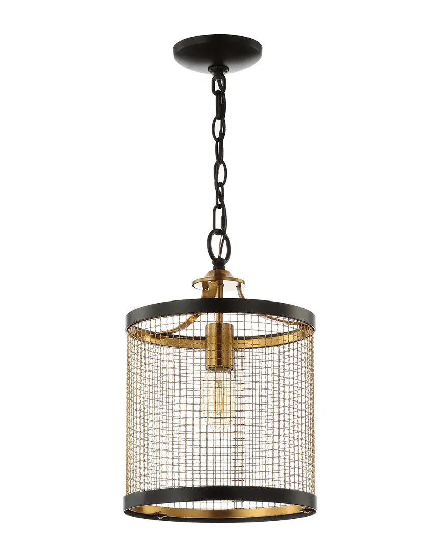 Elena 10in Lantern LED Pendant - Black, Brass