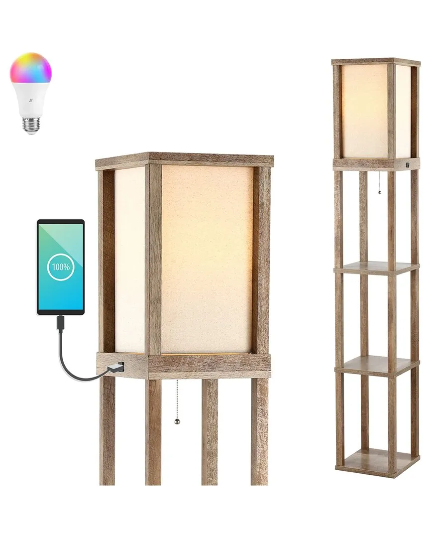 Etagere Floor Lamp - Beige Fabric