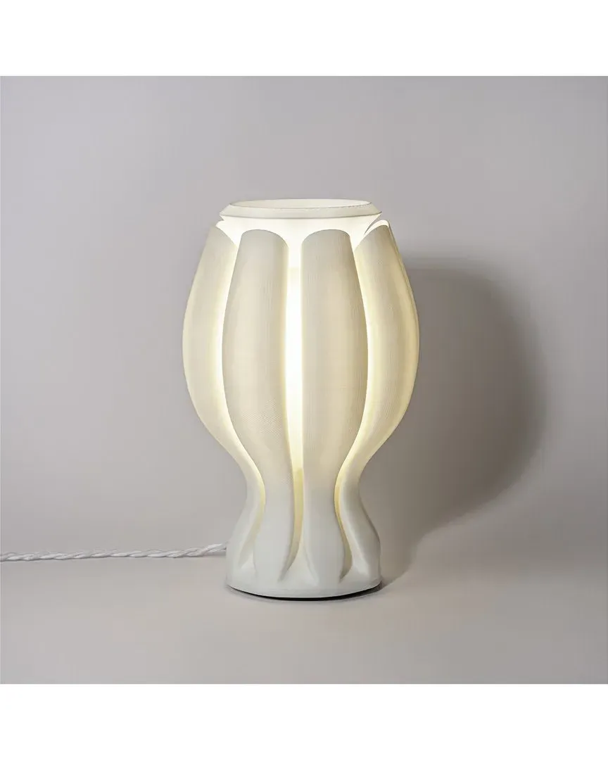 Flower 13in 3D-Printed Dimmable LED Table Lamp - White image