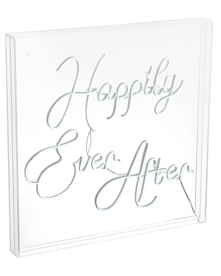 Happily Ever After Square LED Neon Light - White, Acrylic