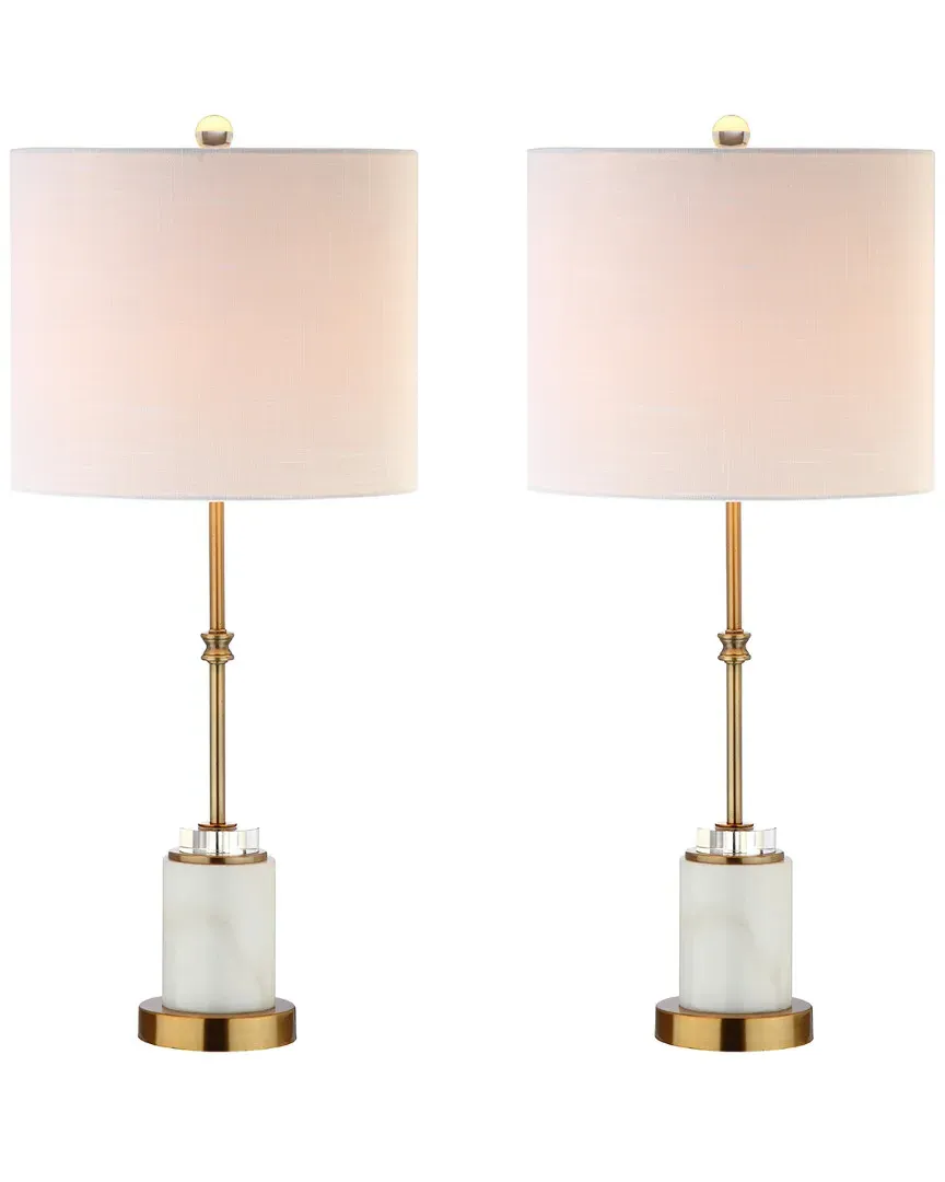 Harper Set of 2 27in Marble & Crystal Table Lamps - Brass Gold