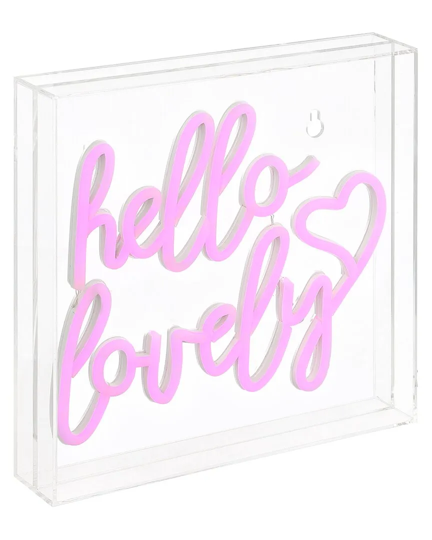 Hello Lovely Square LED Neon Light - Pink, Acrylic