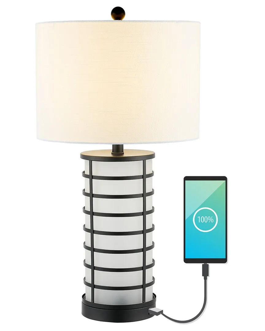 Jayce Industrial Iron Table Lamp with USB Charging - Black image