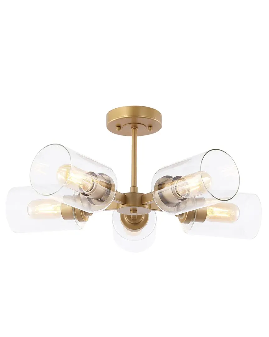 Jaynie 5-Light Cylinder LED Semi Flush Mount - Gold, Glass