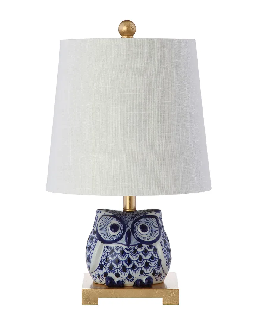 Justina 16in Ceramic Mini LED Table Lamp - Blue, White image