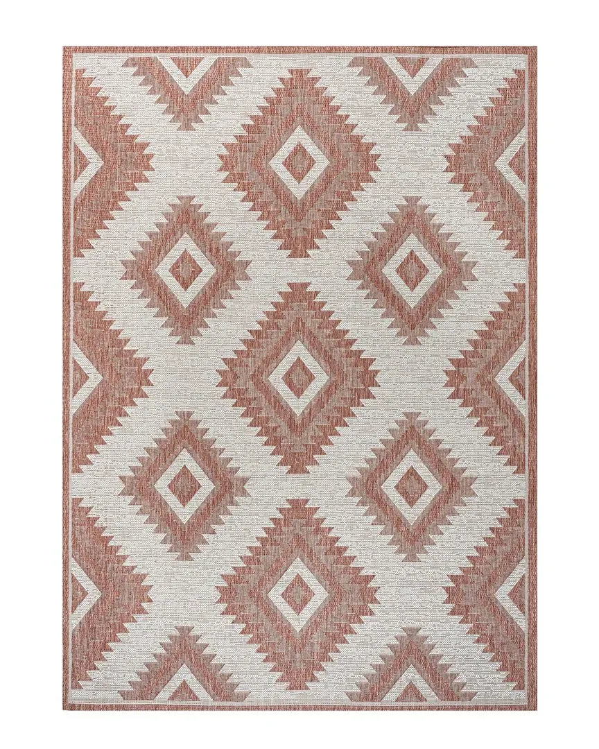 Lior Geometric Moroccan Diamond Indoor/Outdoor Area Rug - Salmon image