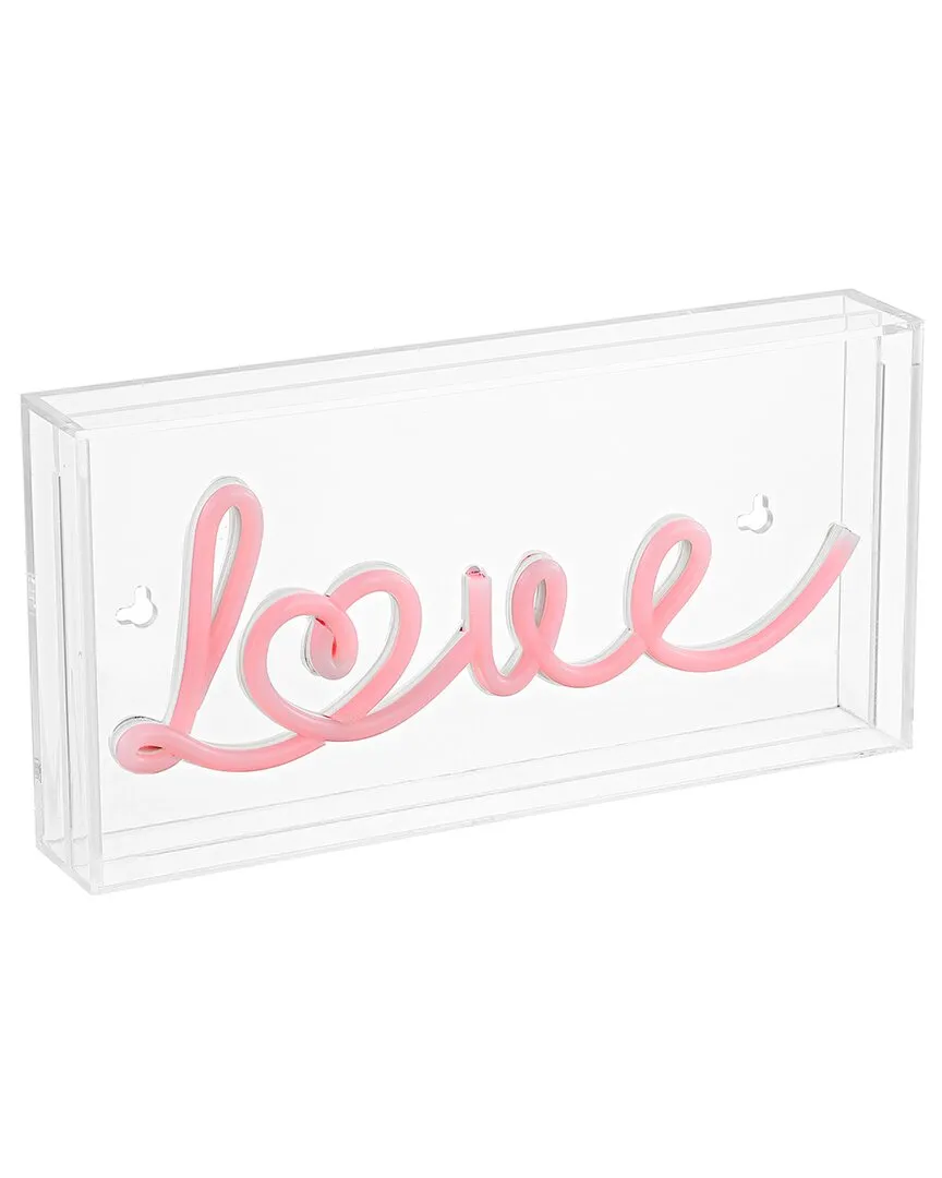 Love Rectangular LED Neon Light - Red, Acrylic