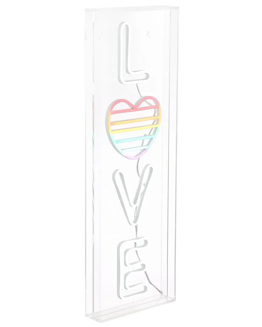 Love Rectangular LED Neon Light - White, Acrylic