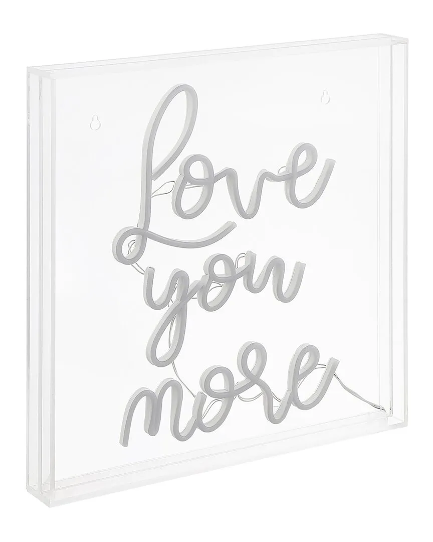 Love You More Square LED Neon Light - White, Acrylic