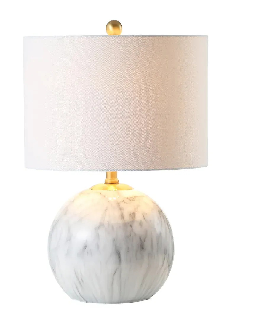 Luna 21.5in Faux Marble LED Table Lamp - White