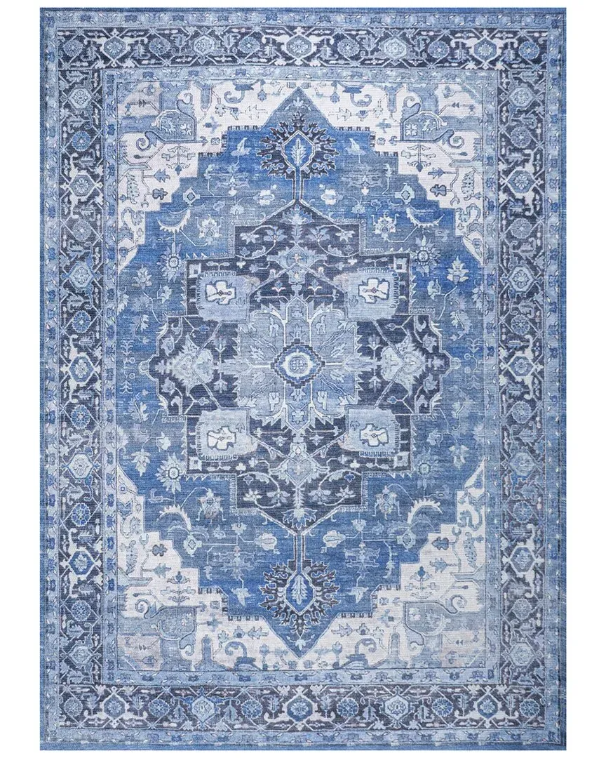 Maris Medallion Machine-Washable Rug - Blue
