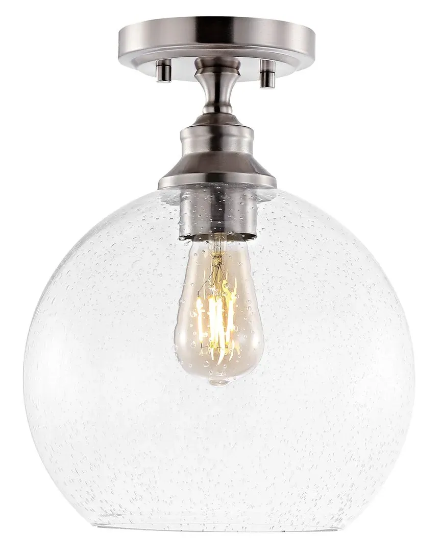 Marla Globe LED Semi Flush Mount - Nickel, Seeded Glass image