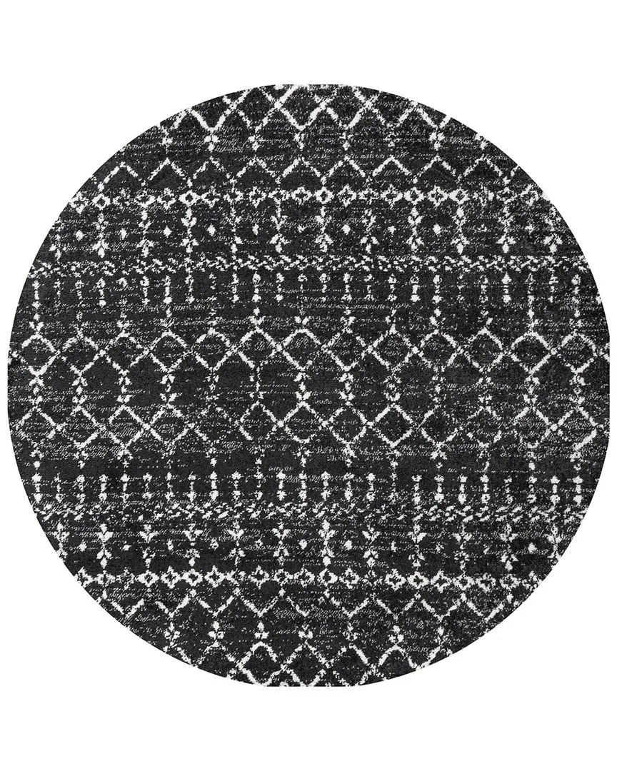 Moroccan Hype Diamond Area Rug - Black, Polypropylene