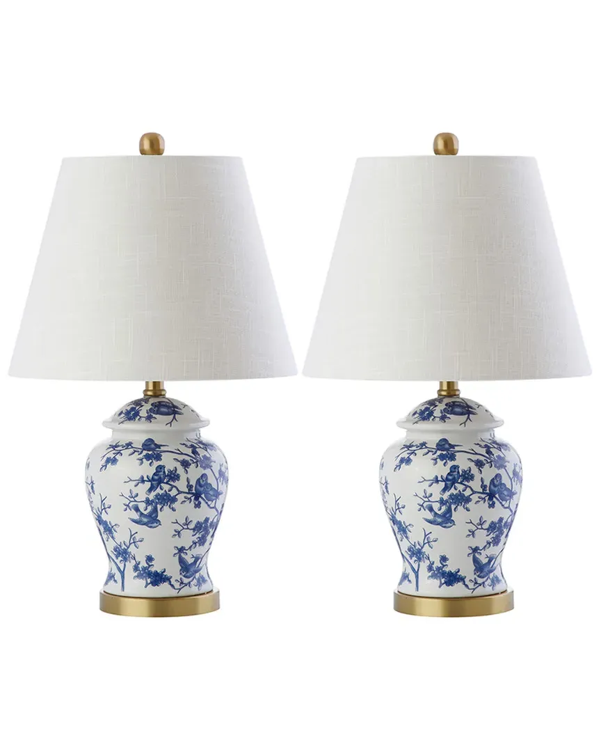 Penelope Set of 2 Chinoiserie Table Lamps - Blue, Ceramic image
