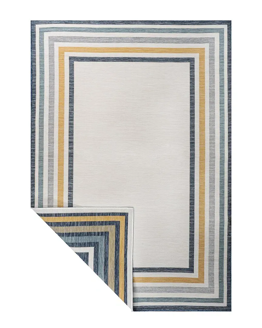 Pollux Coastal Mitre Stripe Reversible Area Rug - Cream