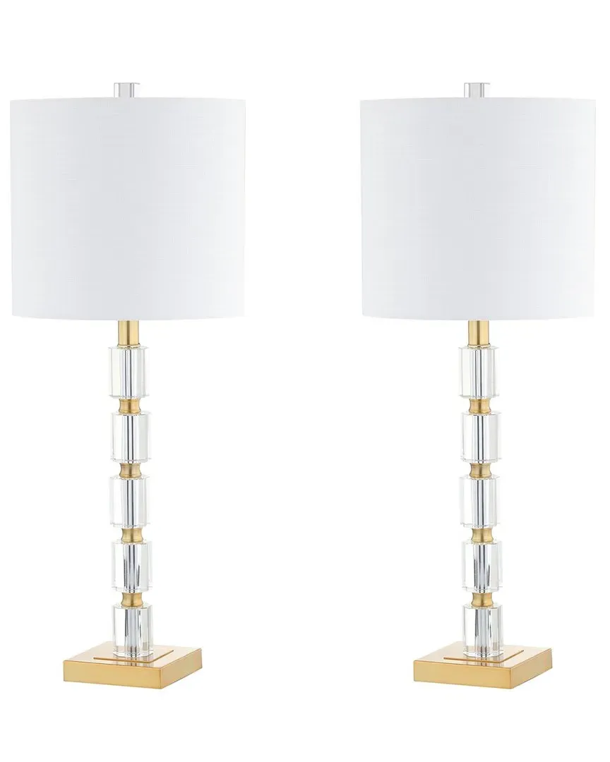 Set of 2 Claire Crystal Table Lamps - Clear, Brass Gold