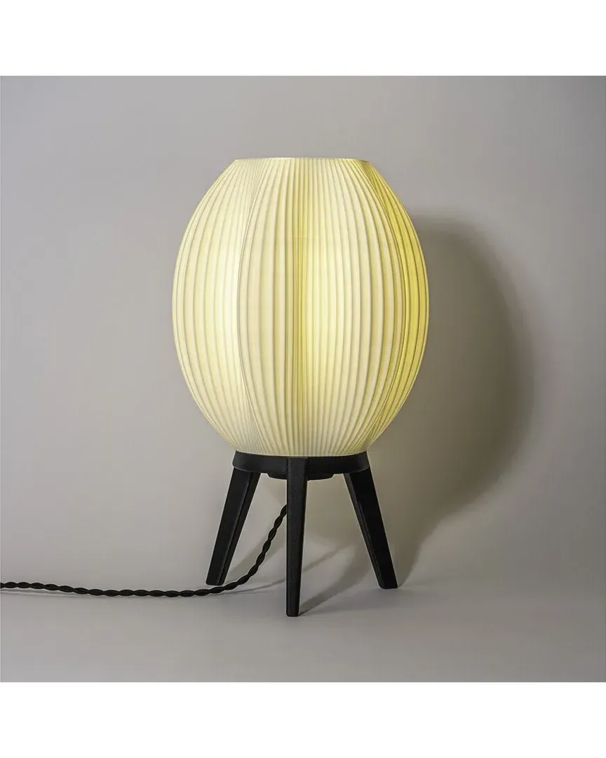 Wavy 3D-Printed Dimmable LED Table Lamp - Black, PLA Filament image