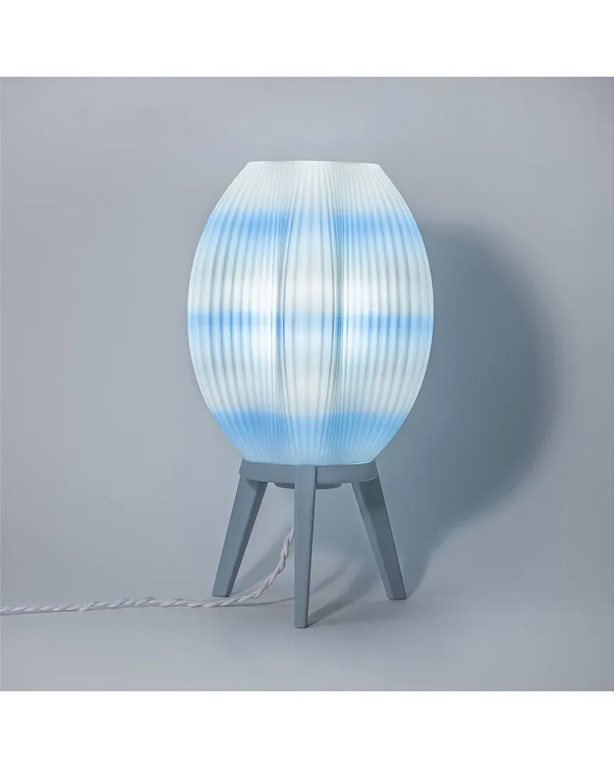 Wavy 3D-Printed Dimmable LED Table Lamp - Blue, PLA Filament
