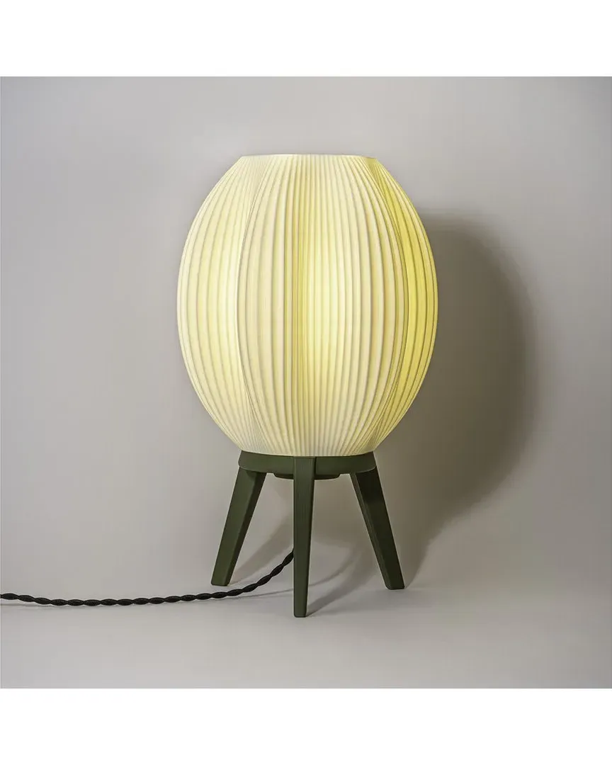 Wavy 3D-Printed Dimmable LED Table Lamp - Green, PLA Filament