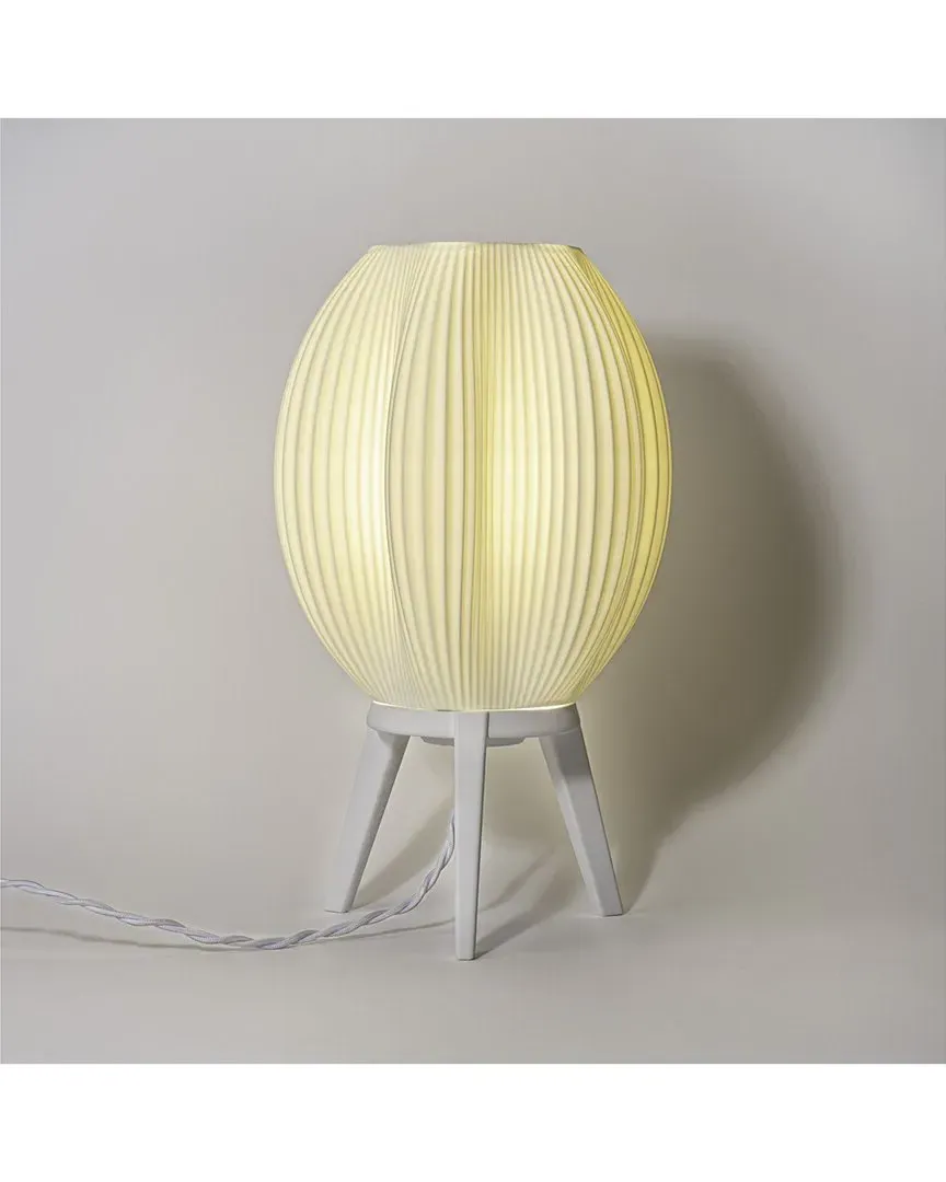 Wavy 3D-Printed Dimmable LED Table Lamp - White, PLA Filament