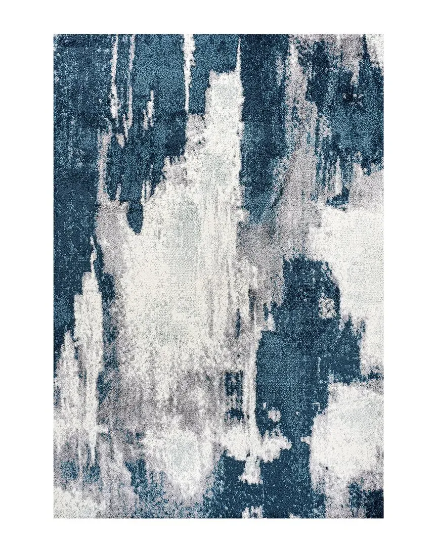 Zoe Bohemian Abstract Marble Area Rug - Navy, Polypropylene