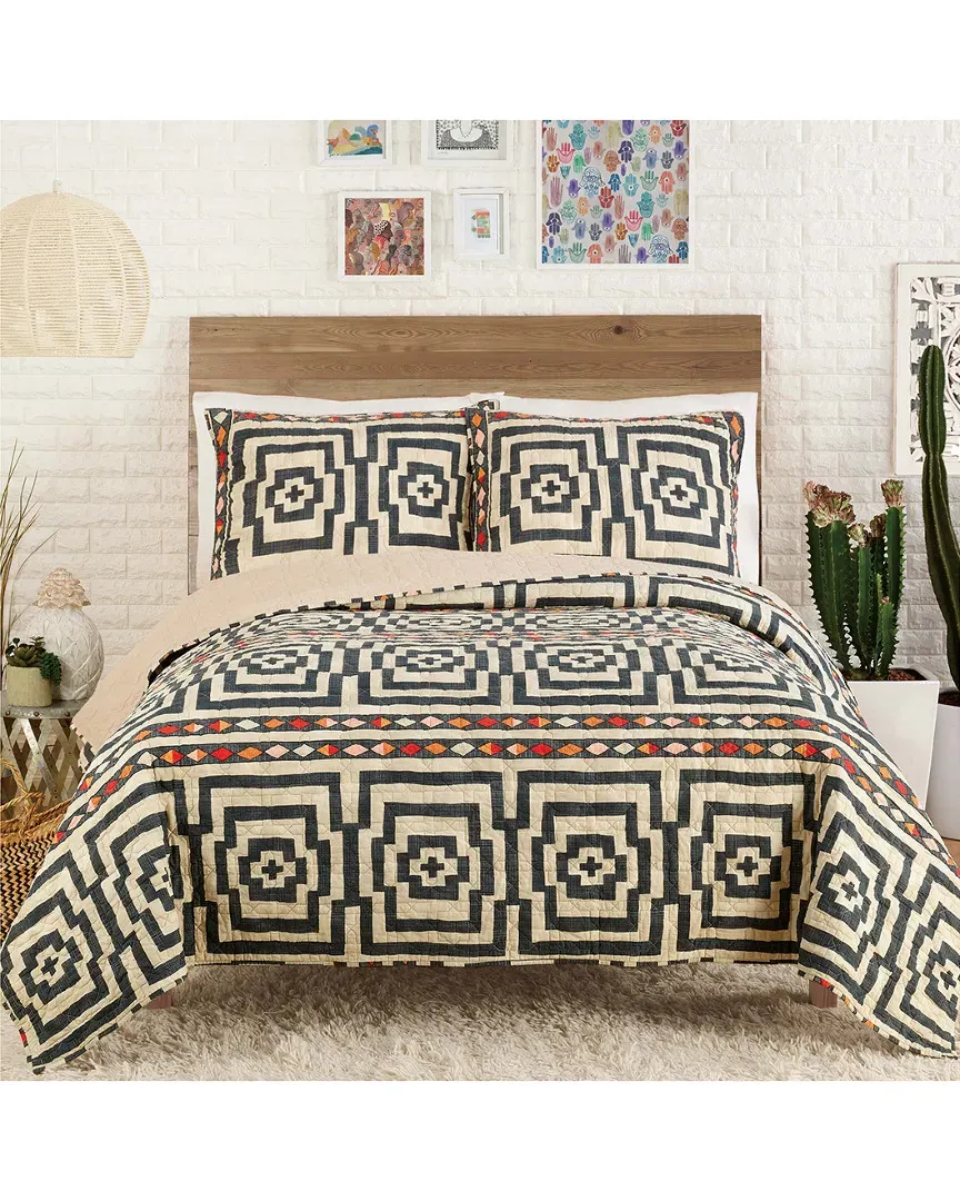 Hypnotic 3-Piece Quilt Set - Black, Cotton image