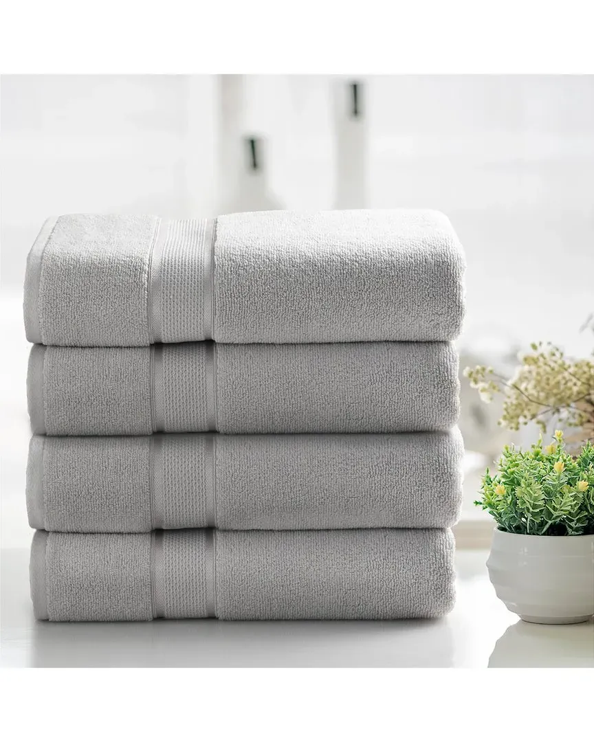 4-Piece Zero Twist Bath Sheet Set - Silver, Cotton