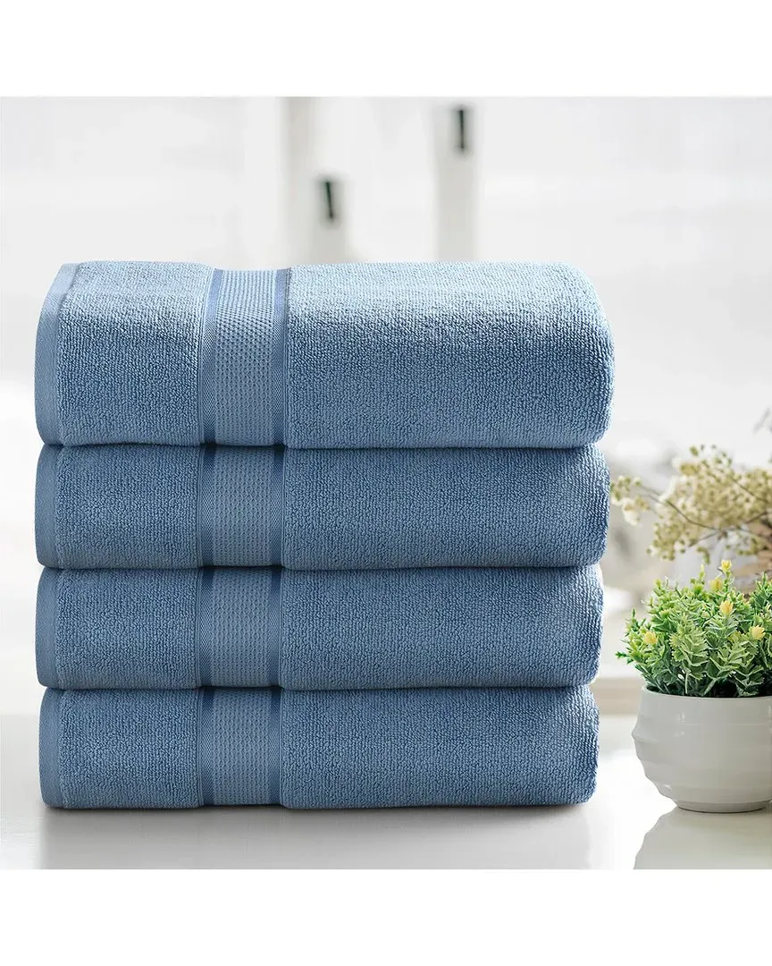 4-Piece Zero Twist Bath Sheet Set - Sky Blue, Cotton