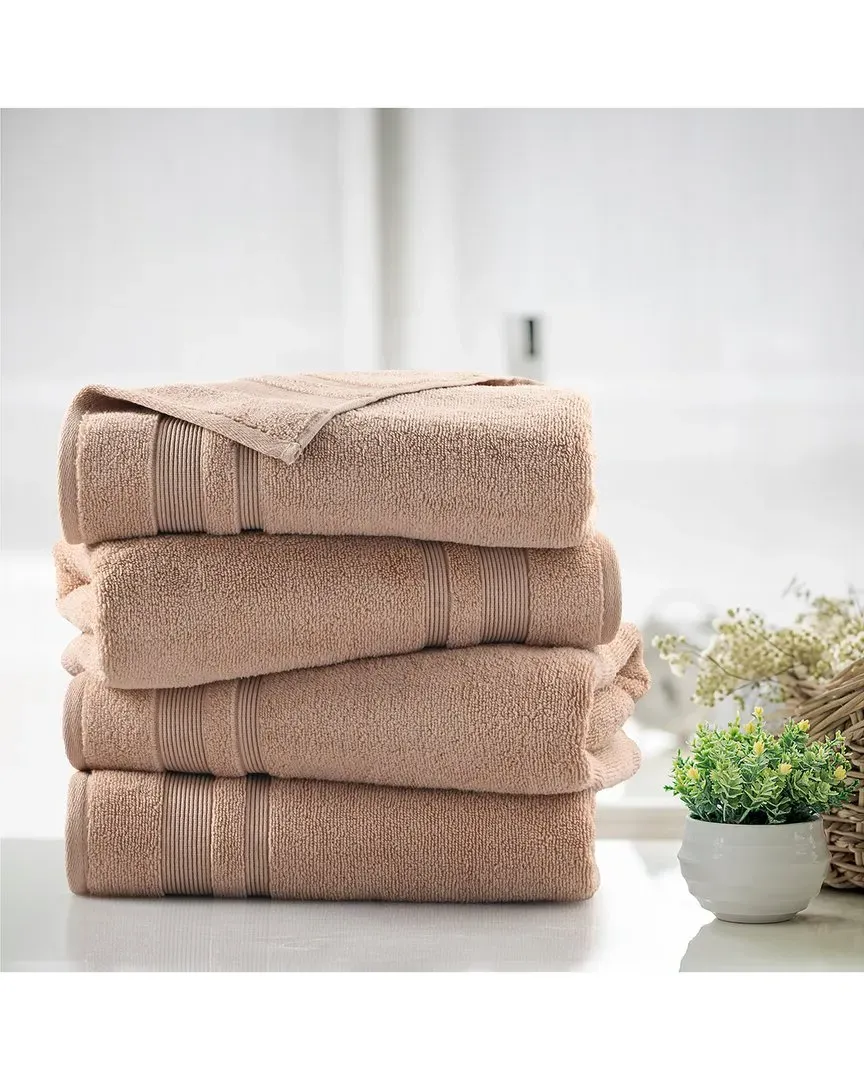4-Piece Zero Twist Bath Towel Set - Beige, Cotton image