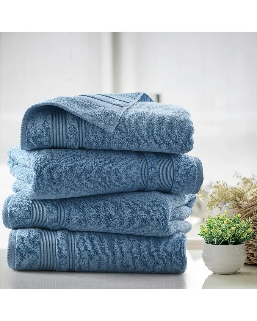 4-Piece Zero Twist Bath Towel Set - Sky Blue, Cotton