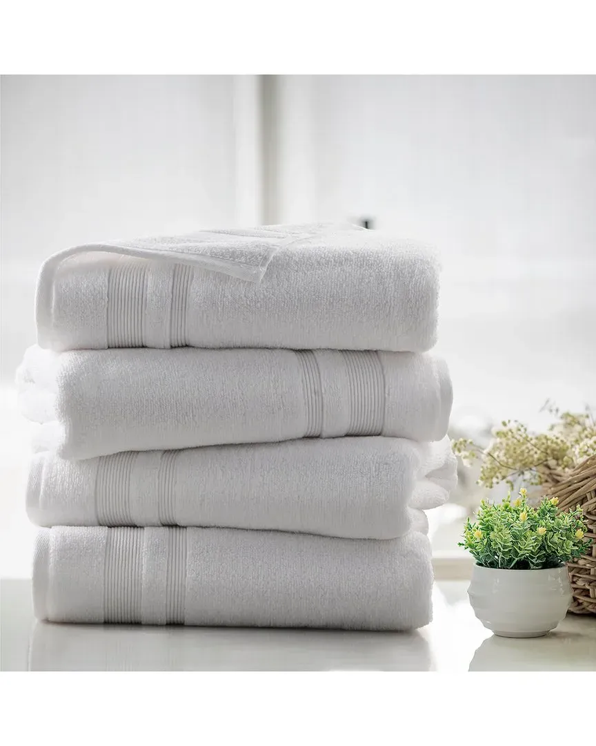 4-Piece Zero Twist Bath Towel Set - White, Cotton