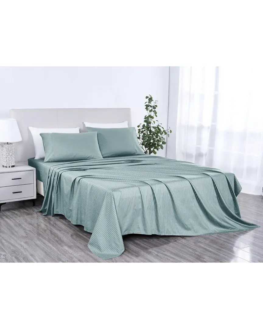 500 Thread Count Damask Stripe Sheet Set with OptiFit - Green