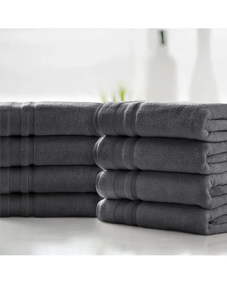8-Piece Zero Twist Bath Towel Set - Pebble Grey, Cotton
