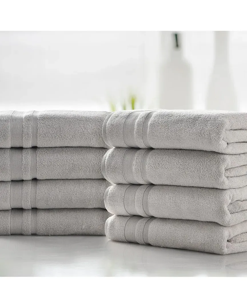 8-Piece Zero Twist Bath Towel Set - Silver, Cotton