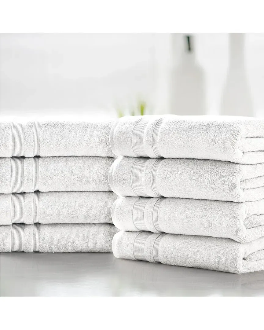 8-Piece Zero Twist Bath Towel Set - White, Cotton
