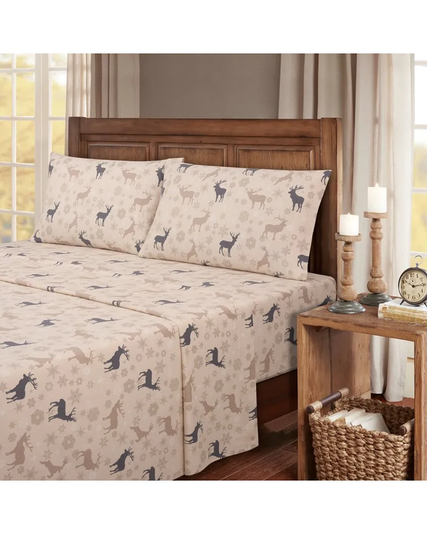 Turkish Cotton Flannel Sheet Set - Beige Deer