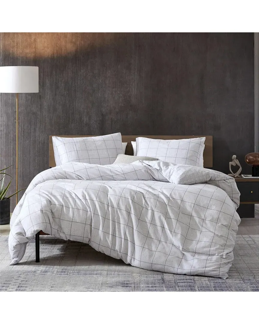 Holden Grid Cotton Twill Duvet Set - Grey image