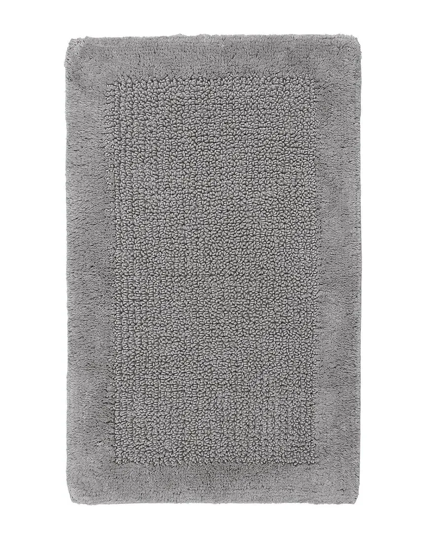 Naples Bath Rug with Border Design - Silver, Cotton