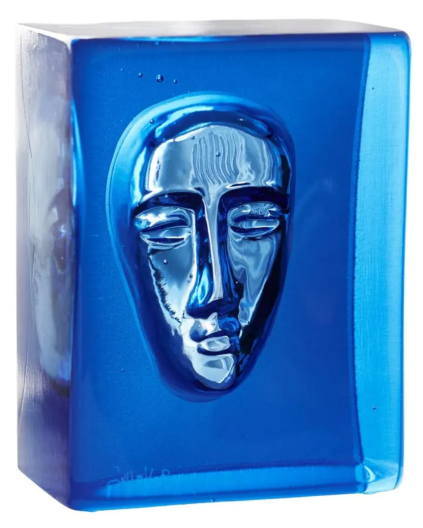 Azur Man Glass Art Object - Blue image