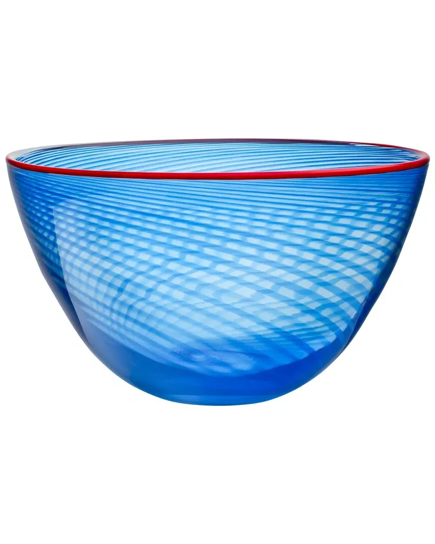Kosta Boda Small Red Rim Bowl - Blue image