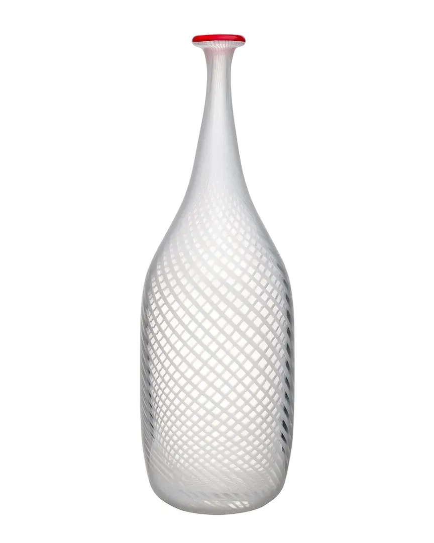 Red Rim Bottle - White, Glass image