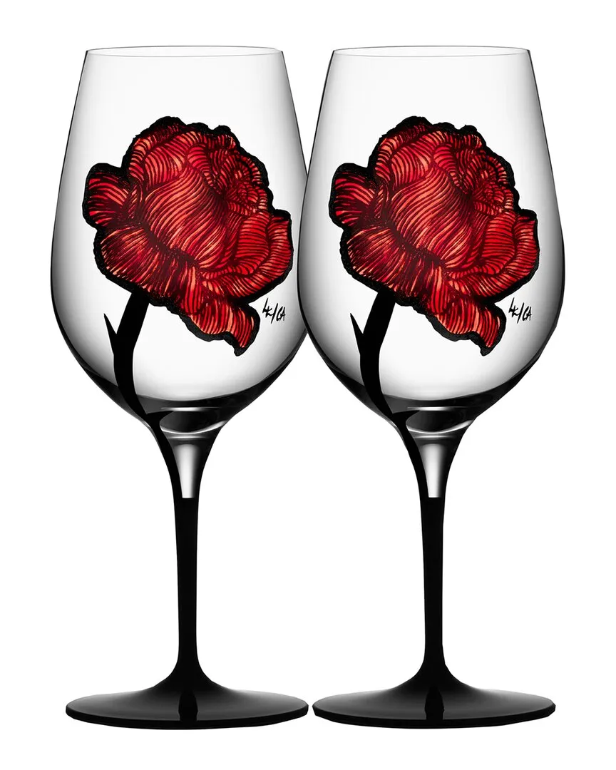 Set of 2 Tattoo Wine Glasses - Multi