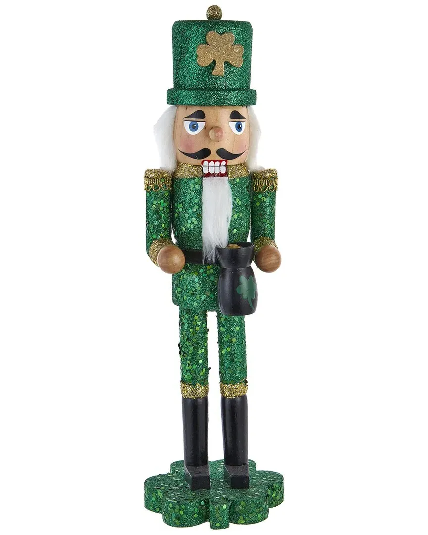 15-Inch Wooden Irish Nutcracker On Shamrock Base - Multicolor image