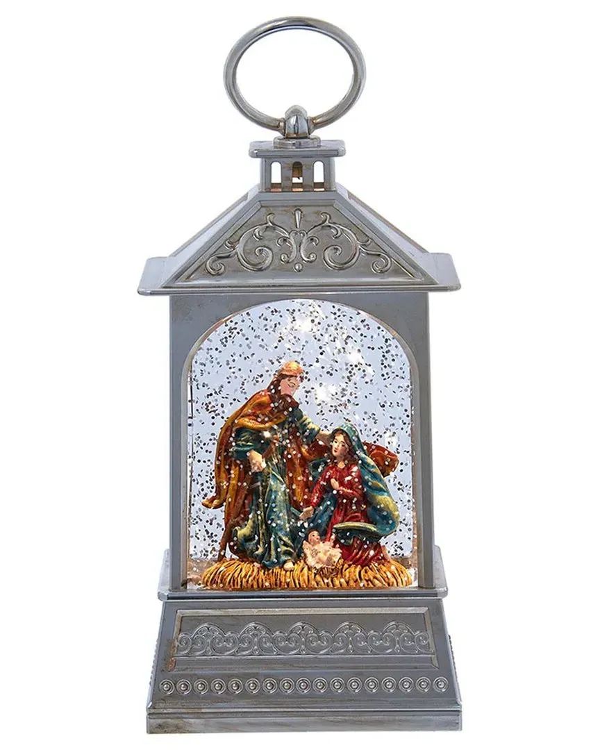 Battery Operated LED Nativity Scene Lantern - Silver
