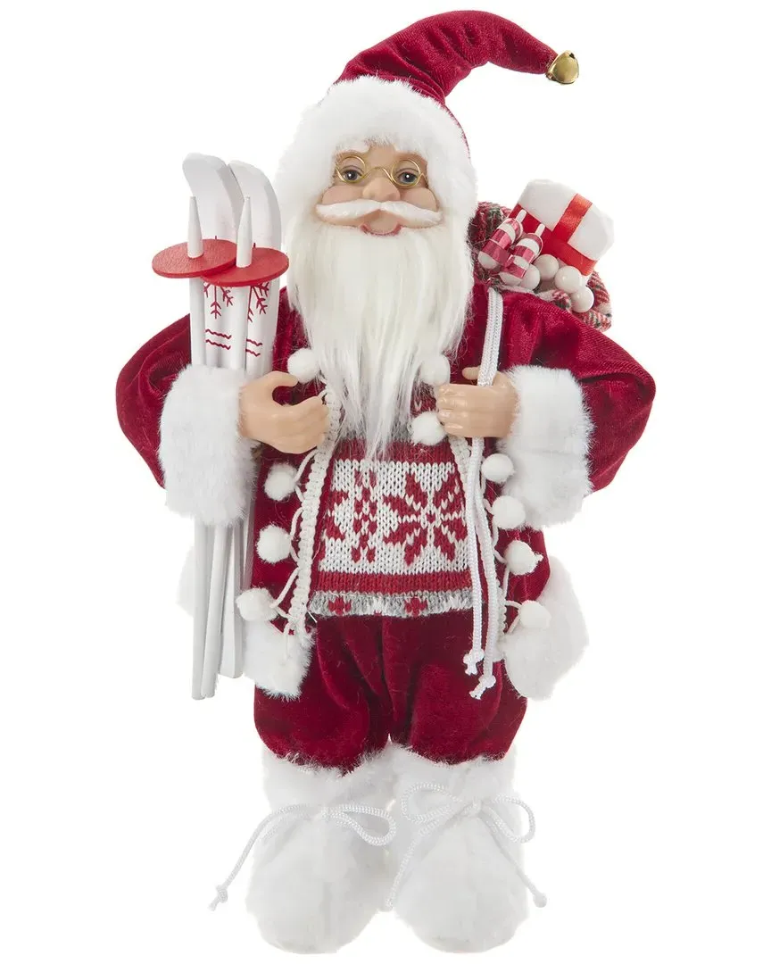 Kurt Adler 12-Inch Standing Christmas Santa With Skis - Red image