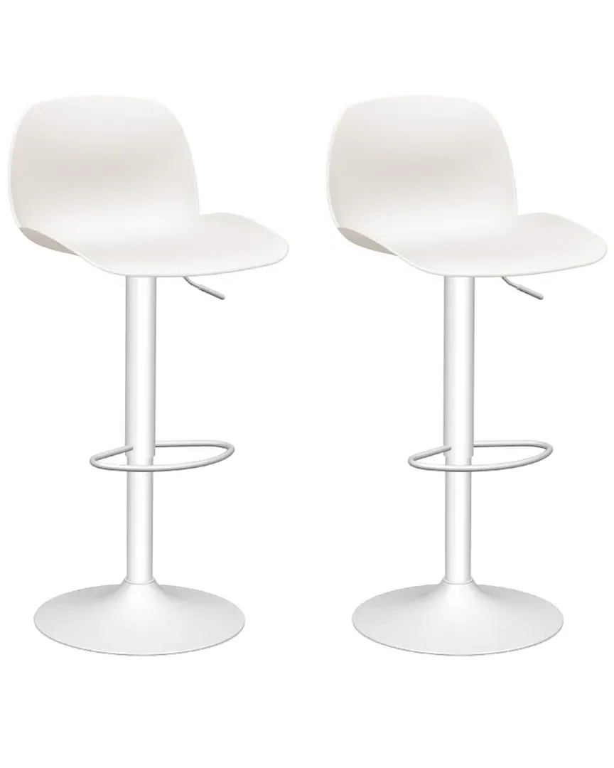 Köln Adjustable Bar Stools Set of 2 - White, Resin