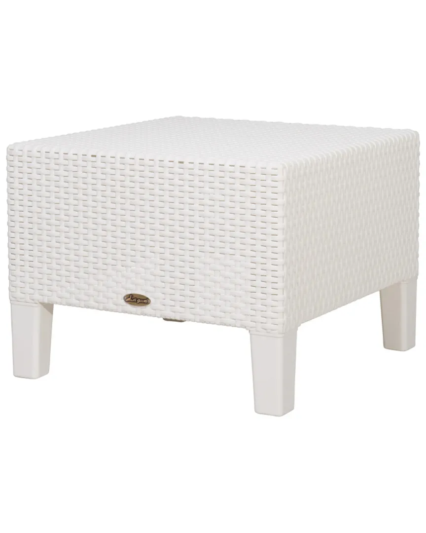 Magnolia Side Table - White, Rattan