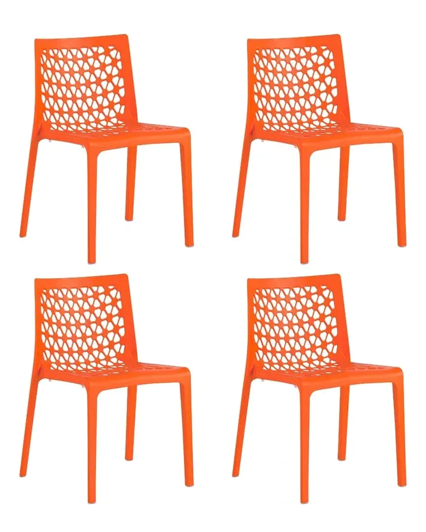Milan Set of 4 Stackable Dining Chairs - Orange, Polypropylene image